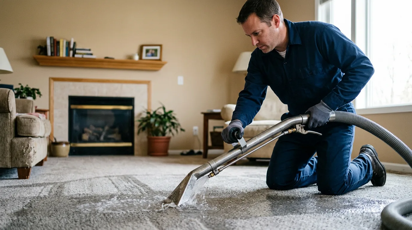 Water damage restoration technician working near Eddyville, IL